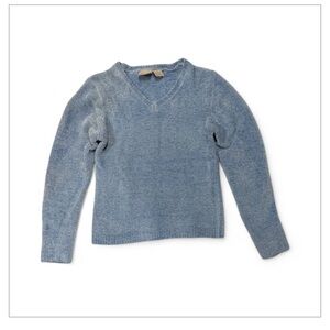 Fiorlini International Elegant Vintage Heather Blue V-Neck Sweater size small